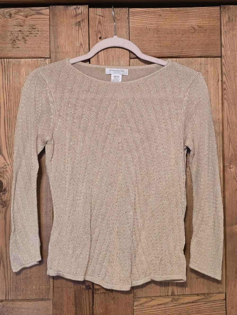 Vintage Knit Sweater With Golden Beads Embellishments